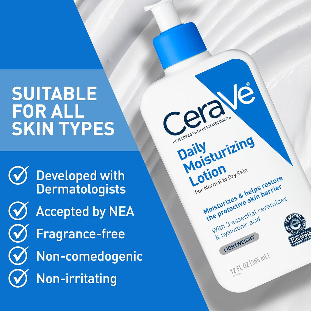 CeraVe Daily Moisturizing Lotion for Dry Skin - With Hyaluronic Acid & Ceramides, Fragrance-Free, 19 oz