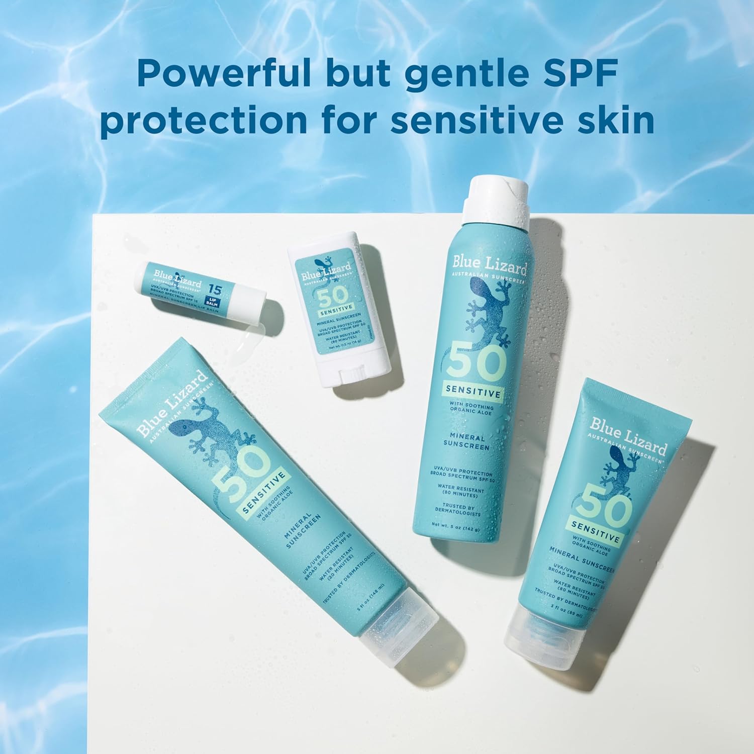 Blue Lizard Sensitive Mineral SPF 50 Sunscreen Lotion - 100% Mineral, 5 fl oz for Sensitive Skin
