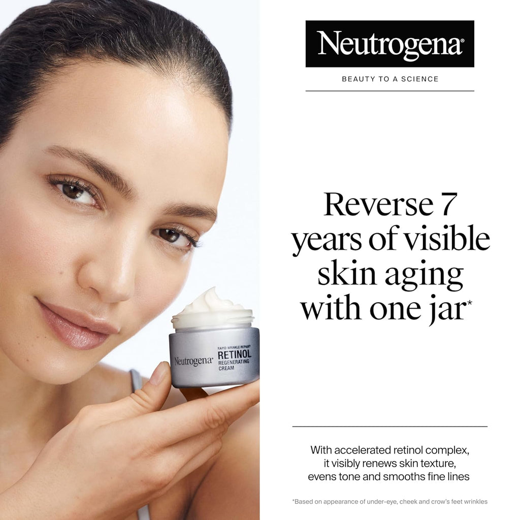 Neutrogena Rapid Wrinkle Repair Retinol Face Cream: Daily Anti-Aging Moisturizer with Hyaluronic Acid to Fight Fine Lines & Wrinkles, 1.7 oz