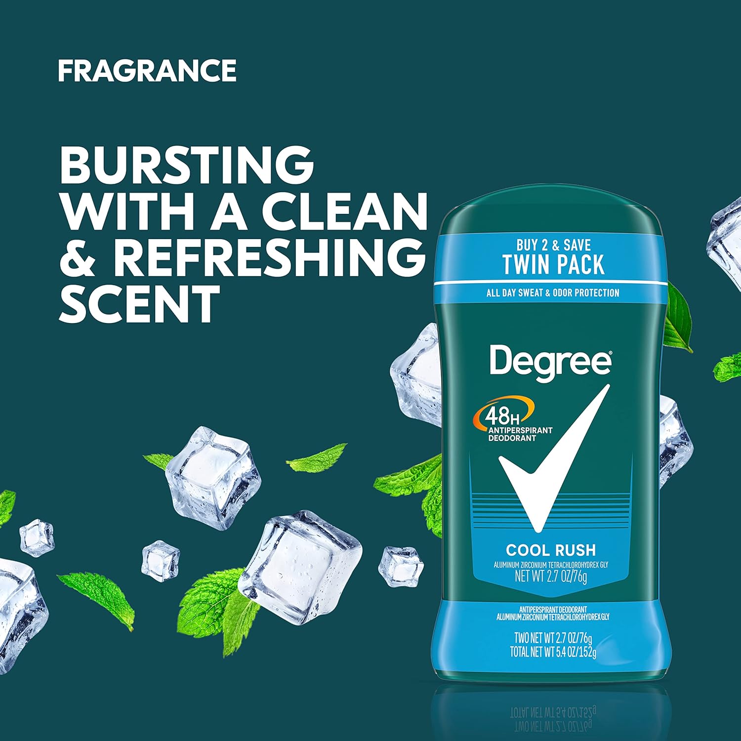 Degree Men Cool Rush Antiperspirant Deodorant - 48-Hour Sweat Block Twin Pack