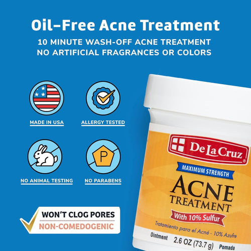 De La Cruz 10% Sulfur Ointment - Cystic Acne Treatment for Face & Body