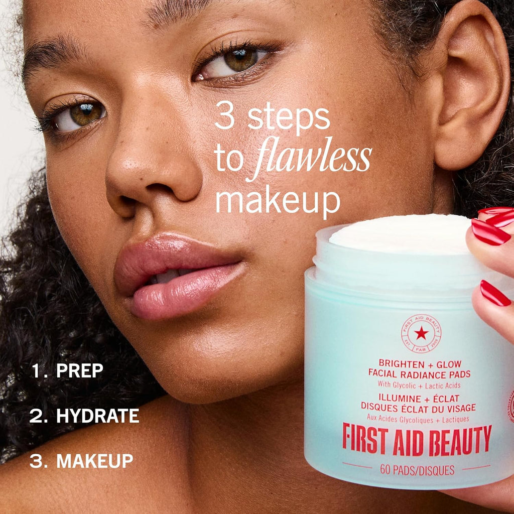 First Aid Beauty Daily Facial Treatment Pads - AHA Exfoliating & Salicylic Acid Acne Pads for Sensitive Skin, 60 Count