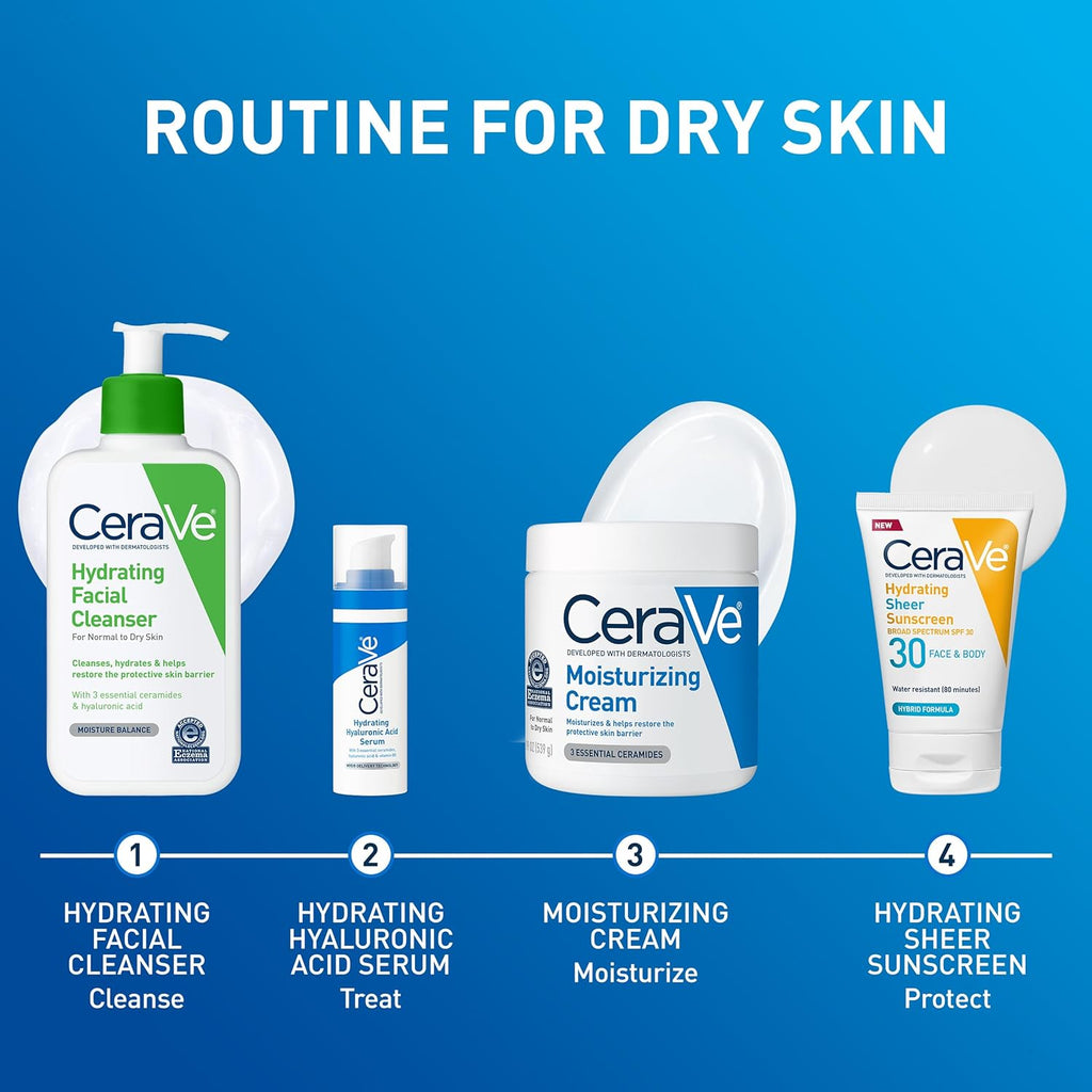 CeraVe Moisturizing Cream - 24-Hour Hydration for Dry Skin, Face & Body Cream with Ceramides & HA, 19 oz